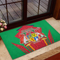 Mauritius Coat of Arms Rubber Doormat National Emblem Blended with Traditional Patterns