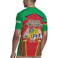 Mauritius Coat of Arms Rugby Jersey National Emblem Blended with Traditional Patterns