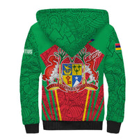 Mauritius Coat of Arms Sherpa Hoodie National Emblem Blended with Traditional Patterns