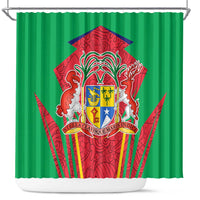 Mauritius Coat of Arms Shower Curtain National Emblem Blended with Traditional Patterns