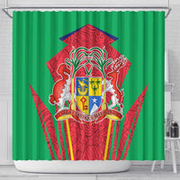 Mauritius Coat of Arms Shower Curtain National Emblem Blended with Traditional Patterns