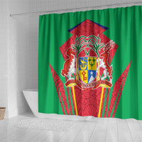 Mauritius Coat of Arms Shower Curtain National Emblem Blended with Traditional Patterns
