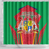 Mauritius Coat of Arms Shower Curtain National Emblem Blended with Traditional Patterns