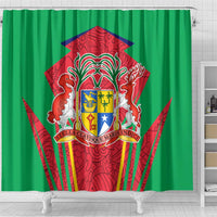 Mauritius Coat of Arms Shower Curtain National Emblem Blended with Traditional Patterns
