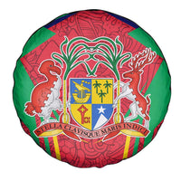 Mauritius Coat of Arms Spare Tire Cover National Emblem Blended with Traditional Patterns