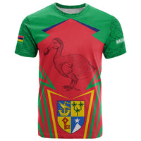 Mauritius Coat of Arms T Shirt National Emblem Blended with Traditional Patterns