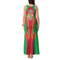 Mauritius Coat of Arms Tank Maxi Dress National Emblem Blended with Traditional Patterns