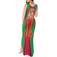 Mauritius Coat of Arms Tank Maxi Dress National Emblem Blended with Traditional Patterns