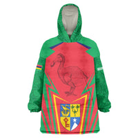 Mauritius Coat of Arms Wearable Blanket Hoodie National Emblem Blended with Traditional Patterns