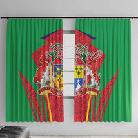 Mauritius Coat of Arms Window Curtain National Emblem Blended with Traditional Patterns
