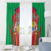 Mauritius Coat of Arms Window Curtain National Emblem Blended with Traditional Patterns