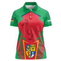 Mauritius Coat of Arms Women Polo Shirt National Emblem Blended with Traditional Patterns