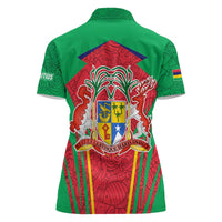 Mauritius Coat of Arms Women Polo Shirt National Emblem Blended with Traditional Patterns