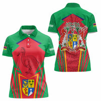 Mauritius Coat of Arms Women Polo Shirt National Emblem Blended with Traditional Patterns
