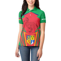 Mauritius Coat of Arms Women Polo Shirt National Emblem Blended with Traditional Patterns