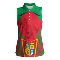 Mauritius Coat of Arms Women Sleeveless Polo Shirt National Emblem Blended with Traditional Patterns