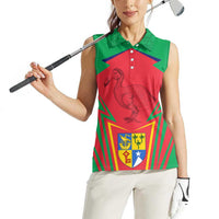 Mauritius Coat of Arms Women Sleeveless Polo Shirt National Emblem Blended with Traditional Patterns