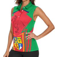 Mauritius Coat of Arms Women Sleeveless Polo Shirt National Emblem Blended with Traditional Patterns