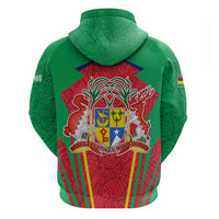 Mauritius Coat of Arms Zip Hoodie National Emblem Blended with Traditional Patterns