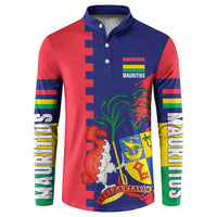 Mauritius Button Sweatshirt National Emblem Integrated with Country's Shape – Symbolic Design
