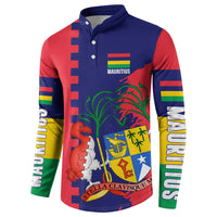 Mauritius Button Sweatshirt National Emblem Integrated with Country's Shape – Symbolic Design