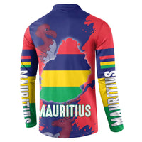 Mauritius Button Sweatshirt National Emblem Integrated with Country's Shape – Symbolic Design