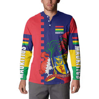 Mauritius Button Sweatshirt National Emblem Integrated with Country's Shape – Symbolic Design