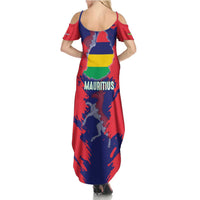 Mauritius Family Matching Summer Maxi Dress and Hawaiian Shirt National Emblem Integrated with Country's Shape – Symbolic Design