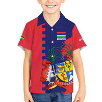 Mauritius Kid Hawaiian Shirt National Emblem Integrated with Country's Shape – Symbolic Design
