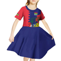 Mauritius Kid Short Sleeve Dress National Emblem Integrated with Country's Shape – Symbolic Design