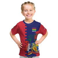 Mauritius Kid T Shirt National Emblem Integrated with Country's Shape – Symbolic Design