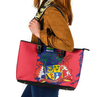 Mauritius Leather Tote Bag National Emblem Integrated with Country's Shape – Symbolic Design