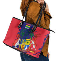 Mauritius Leather Tote Bag National Emblem Integrated with Country's Shape – Symbolic Design