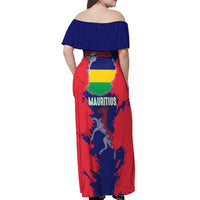 Mauritius Off Shoulder Maxi Dress National Emblem Integrated with Country's Shape – Symbolic Design