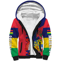 Mauritius Sherpa Hoodie National Emblem Integrated with Country's Shape – Symbolic Design