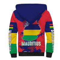 Mauritius Sherpa Hoodie National Emblem Integrated with Country's Shape – Symbolic Design