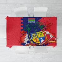 Mauritius Tablecloth National Emblem Integrated with Country's Shape – Symbolic Design