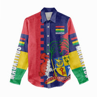 Mauritius Women Casual Shirt National Emblem Integrated with Country's Shape – Symbolic Design