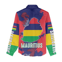 Mauritius Women Casual Shirt National Emblem Integrated with Country's Shape – Symbolic Design