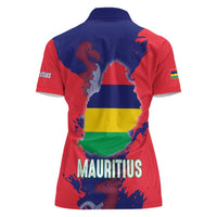 Mauritius Women Polo Shirt National Emblem Integrated with Country's Shape – Symbolic Design