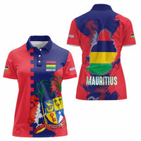Mauritius Women Polo Shirt National Emblem Integrated with Country's Shape – Symbolic Design