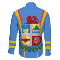 Aruba Family Matching Long Sleeve Bodycon Dress and Hawaiian Shirt National Emblem Featuring the Lion Symbol - Majestic Design