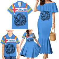 Aruba Family Matching Mermaid Dress and Hawaiian Shirt National Emblem Featuring the Lion Symbol - Majestic Design