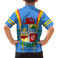 Aruba Family Matching Off The Shoulder Long Sleeve Dress and Hawaiian Shirt National Emblem Featuring the Lion Symbol - Majestic Design