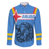 Aruba Family Matching Off The Shoulder Long Sleeve Dress and Hawaiian Shirt National Emblem Featuring the Lion Symbol - Majestic Design