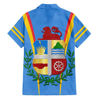 Aruba Family Matching Off Shoulder Maxi Dress and Hawaiian Shirt National Emblem Featuring the Lion Symbol - Majestic Design