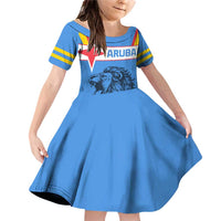 Aruba Family Matching Off Shoulder Short Dress and Hawaiian Shirt National Emblem Featuring the Lion Symbol - Majestic Design