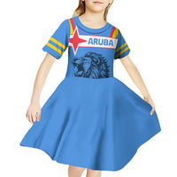 Aruba Kid Short Sleeve Dress National Emblem Featuring the Lion Symbol - Majestic Design