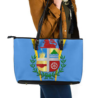 Aruba Leather Tote Bag National Emblem Featuring the Lion Symbol - Majestic Design