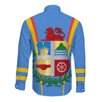 Aruba Long Sleeve Button Shirt National Emblem Featuring the Lion Symbol - Majestic Design